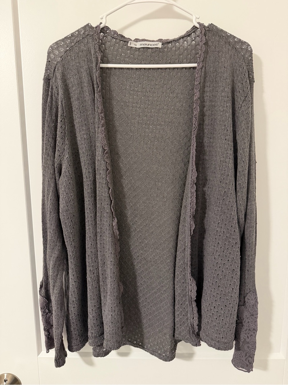 Maurices Gray Open-Front Knit Cardigan